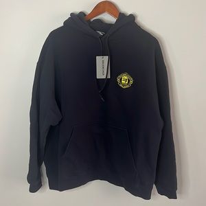 Balenciaga Unisex Navy Blue Soccer Logo Hoodie Size large